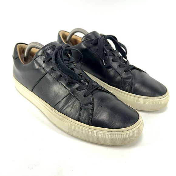 Greats Brooklyn Royale Mens Shoes Black Leather Lace Up Sneakers Made Italy - 10